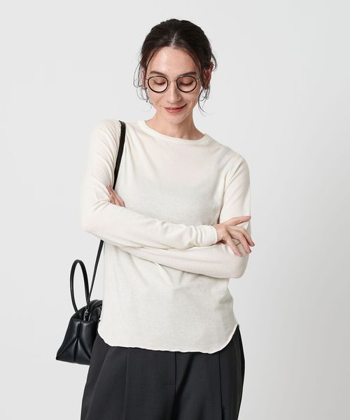 セルロースブレンド クルーネック カットソー　ホワイト セルロースブレンド クルーネック カットソー（Tシャツ