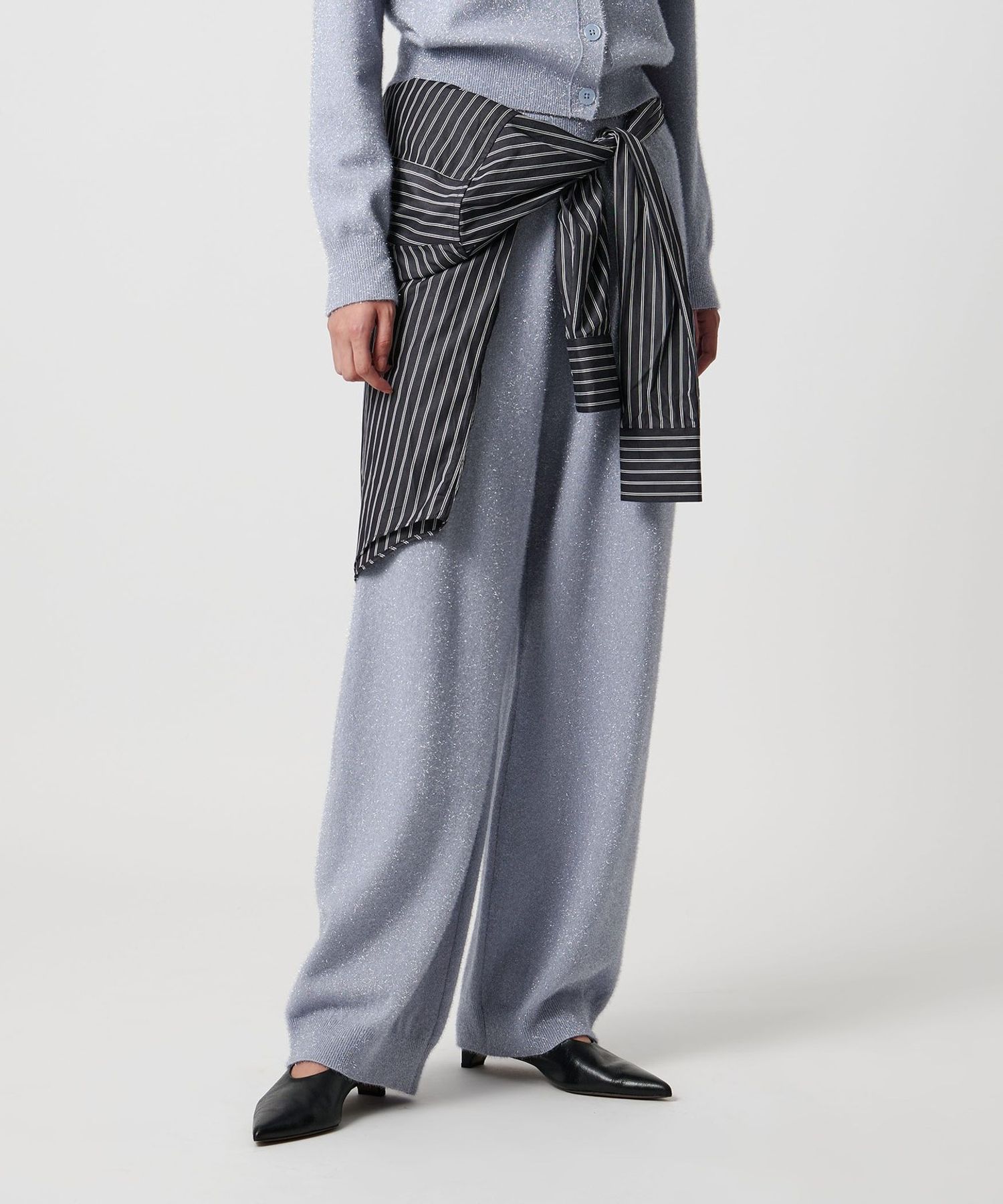 H beauty & youth スパークルニットパンツ H＞ナイロン スパークル ニットパンツ