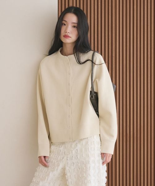 BEAUTY&YOUTH/ダブルフェイス リングボタンカーディガン ウォッシャブル/カーディガン / ボレロ