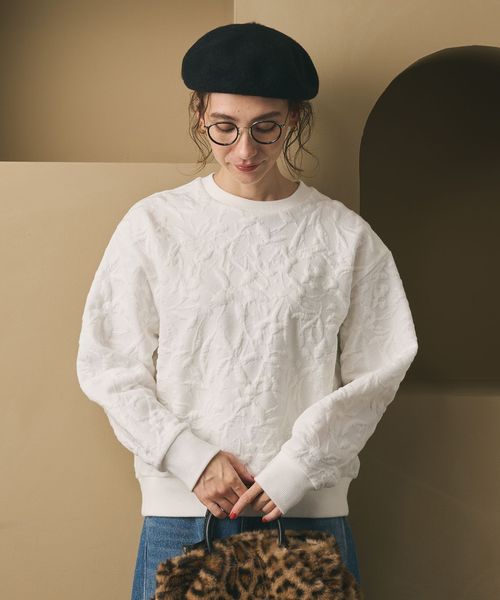 BEAUTY&YOUTH/ボタニカルジャガード プルオーバー/Tシャツ / カットソー