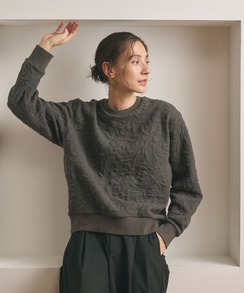 BEAUTY&YOUTH/ボタニカルジャガード プルオーバー/Tシャツ / カットソー