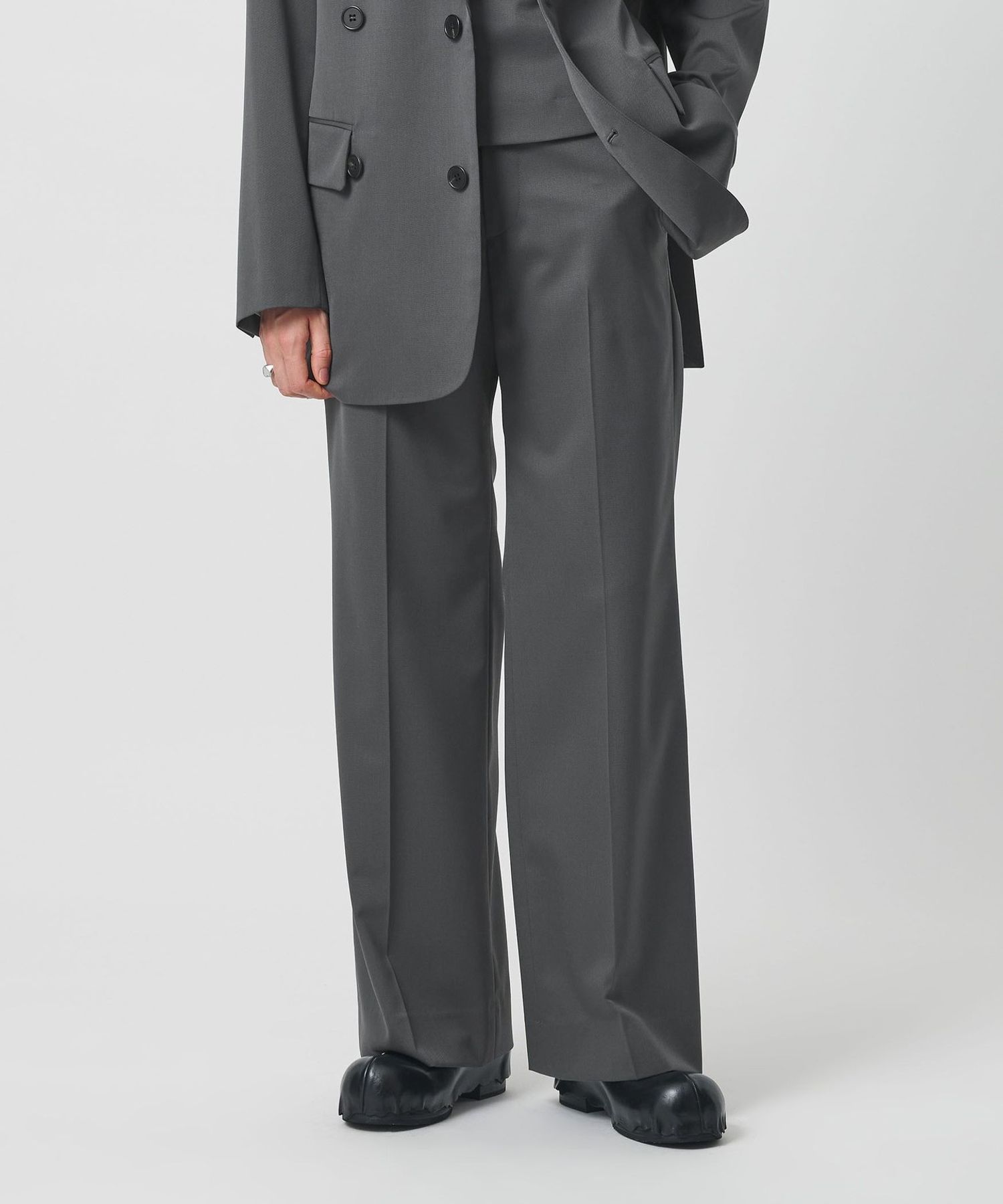 H BEAUTY&YOUTH ツイルフレアパンツ グレー S H BEAUTY&YOUTH UNITED ARROWS（エイチビューティーアンドユース