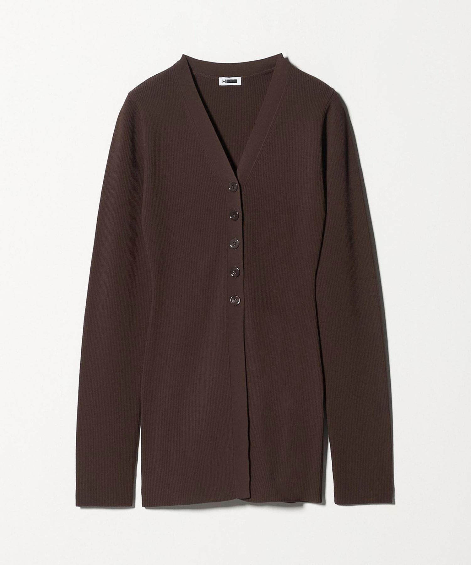 UNITED ARROWS ベージュ Vネックカーディガン　リブ H＞リブ Vネック カーディガン