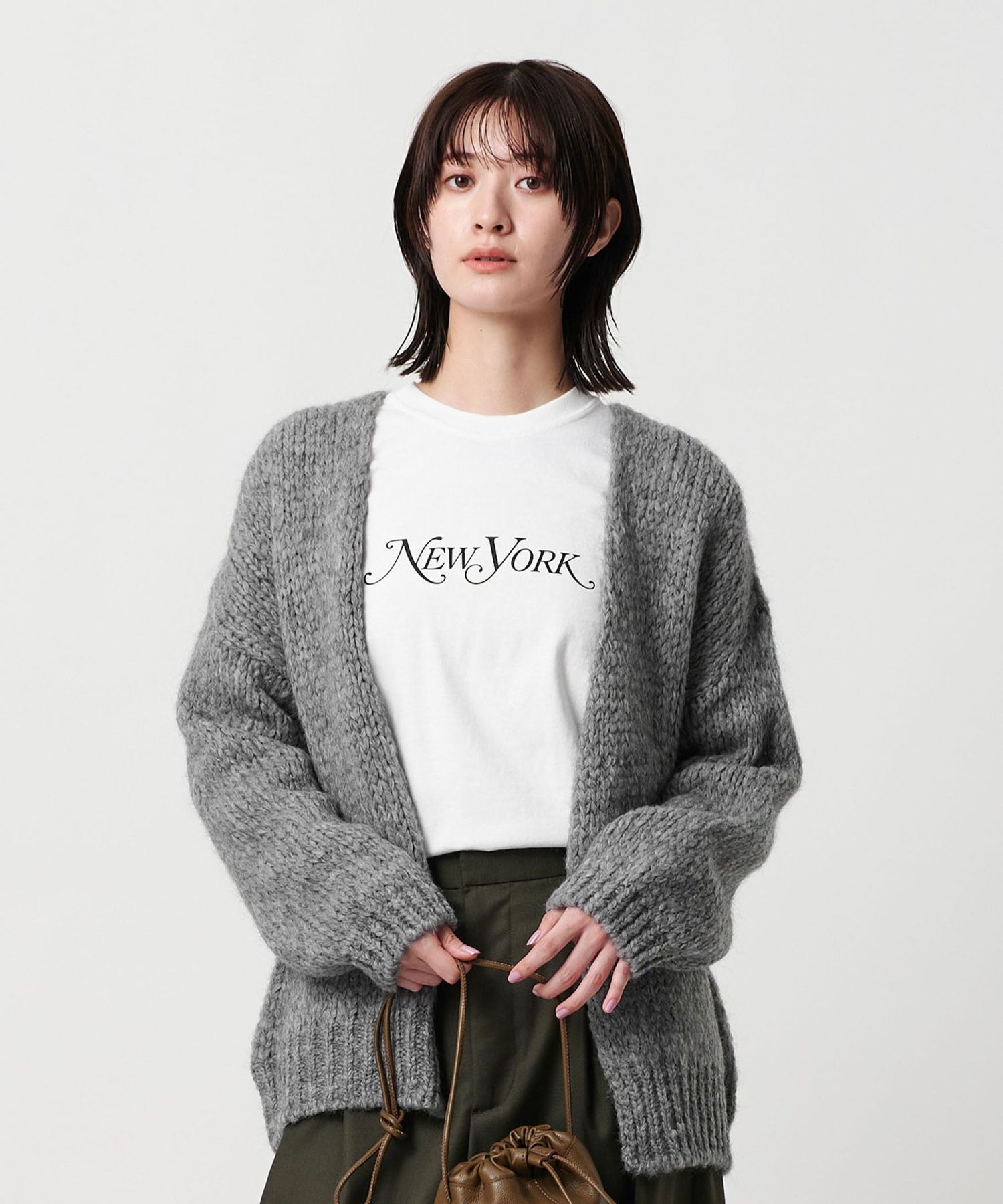 【新品未使用】TRICOTS JEAN MARC　ノーボタンカーディガン TRICOTS JEAN MARC＞ミドルゲージ ノーボタン ニット カーディガン