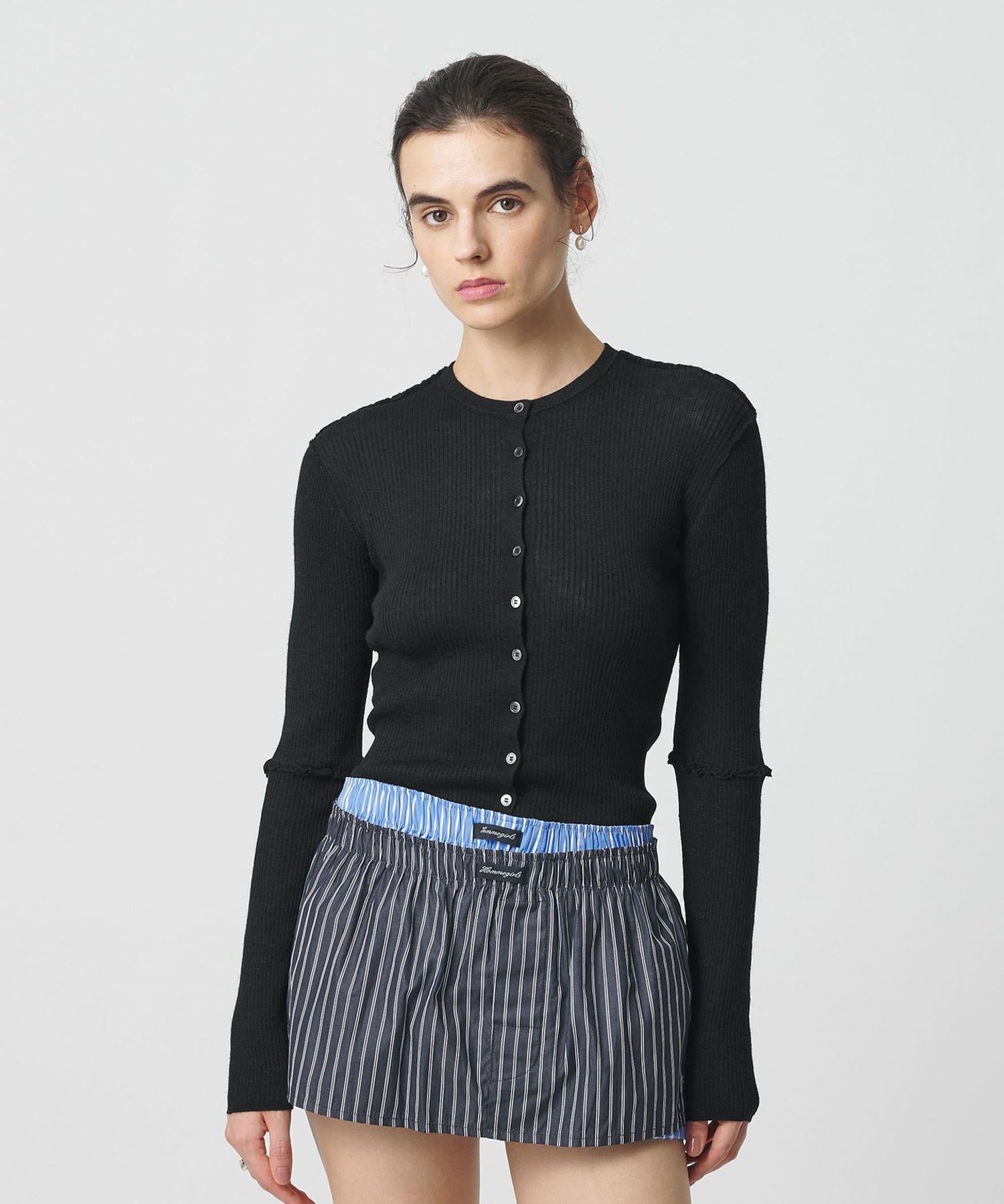 ＜H＞TC リブ アウトシームカーディガン | エイチ H＞TC リブ アウトシームカーディガン グレー - メルカリ