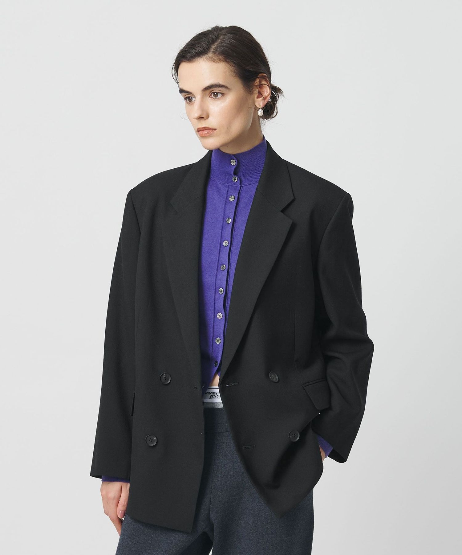 H＞ダブルクロス ダブルブレストジャケット