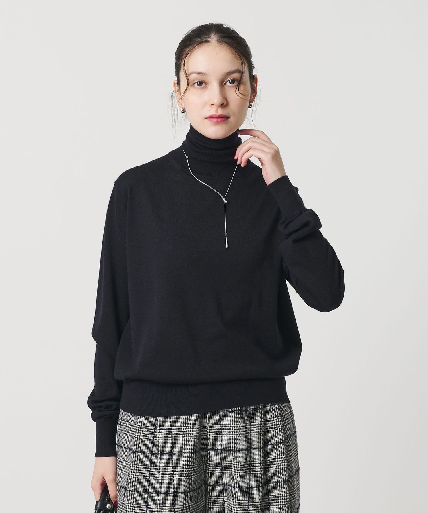 美品✨エブール タートルネックニット ウール ハイゲージ アイボリー 薄手 新色追加】ウールを含まないPRINCE タートルネック ニット