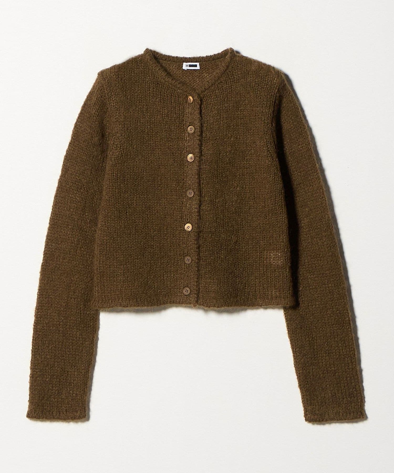 H＞ウール モヘヤ ナイロン ショートカーディガン