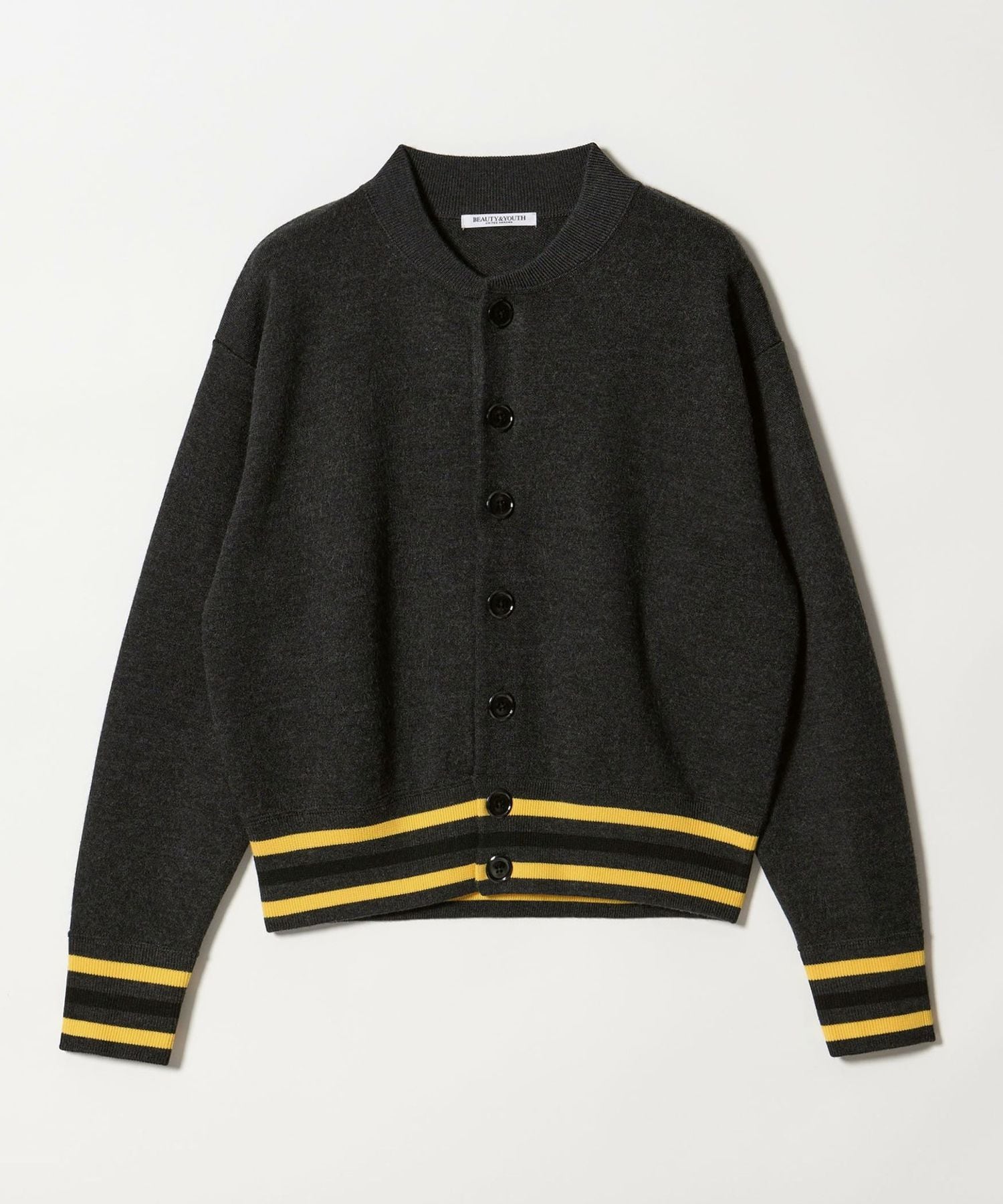 ウールブレンド ラインカーディガン