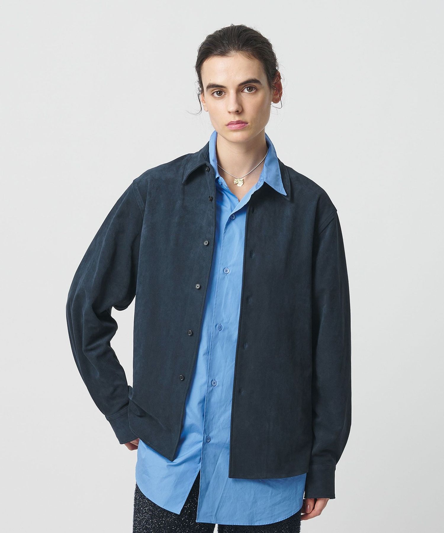 H＞スエードライク シャツ