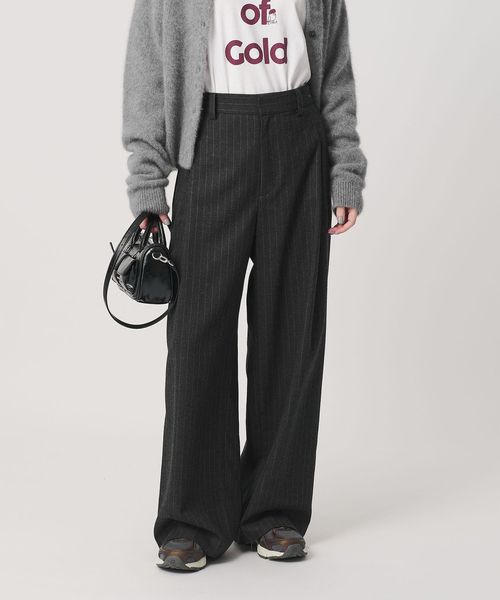 BEAUTY&YOUTH/ストライプ タックワイドパンツ/スラックス