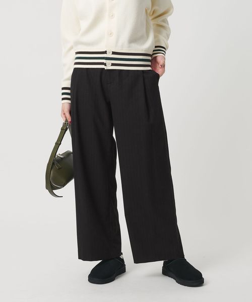 BEAUTY&YOUTH/ストライプ タックワイドパンツ/スラックス