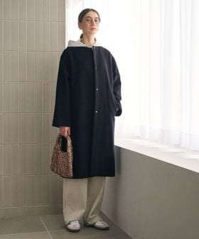 BEAUTY&YOUTH/毛ナイロン ノーカラーコート/ノーカラーコート