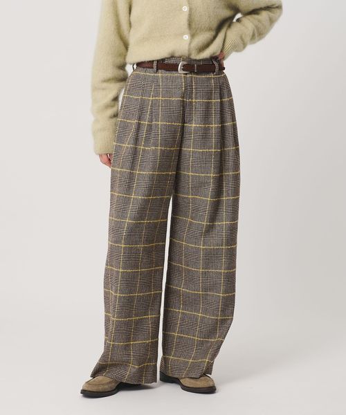 BEAUTY&YOUTH/チェック ワイドタックパンツ/イージーパンツ