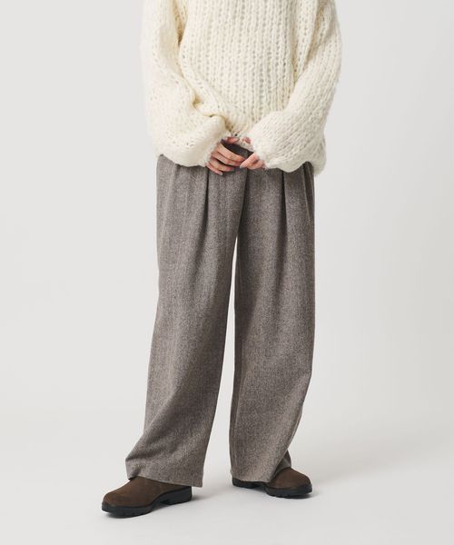BEAUTY&YOUTH/毛ブレンド ヘリンボーンワイドパンツ/スラックス