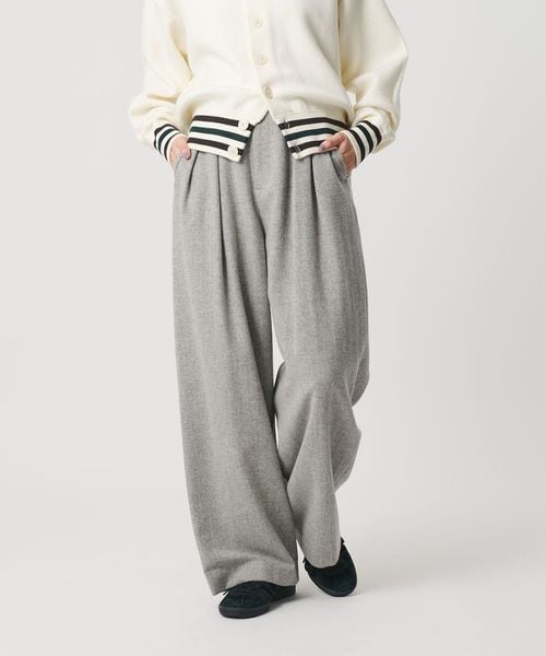 BEAUTY&YOUTH/毛ブレンド ヘリンボーンワイドパンツ/スラックス