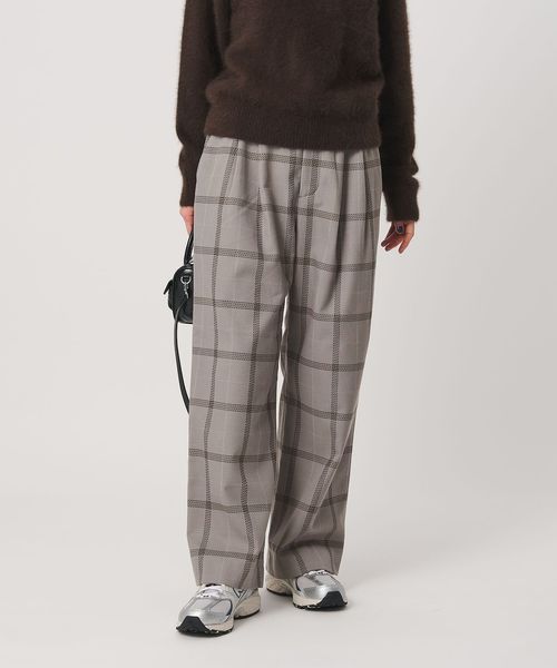 BEAUTY&YOUTH/【WEB限定】裏起毛ウィンドウペン タックワイドパンツ ウォッシャブル/その他パンツ