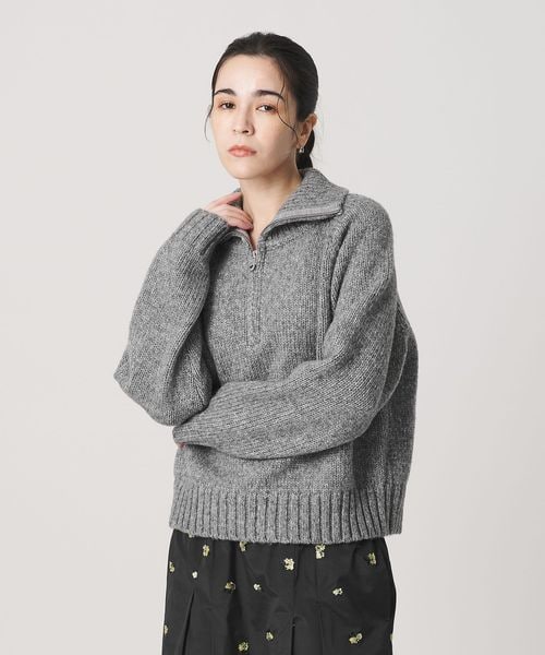 BEAUTY&YOUTH/ウールナイロン ハーフジップ ニットプルオーバー/ニット / セーター