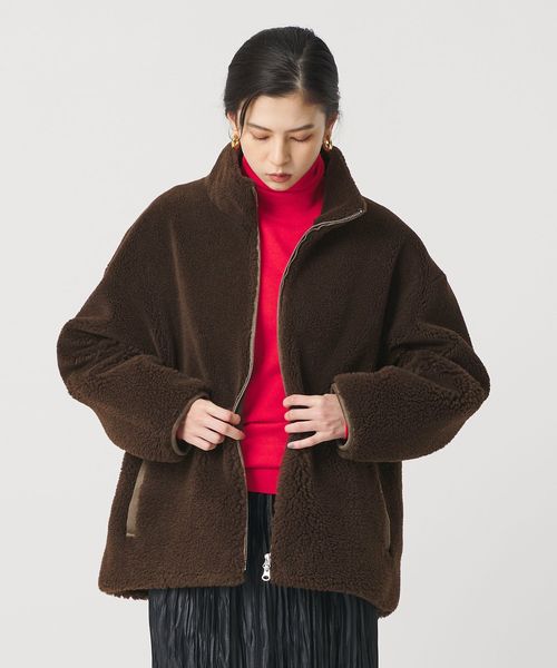 BEAUTY&YOUTH/ボア スタンドカラー ジップブルゾン/ボア / フリースジャケット