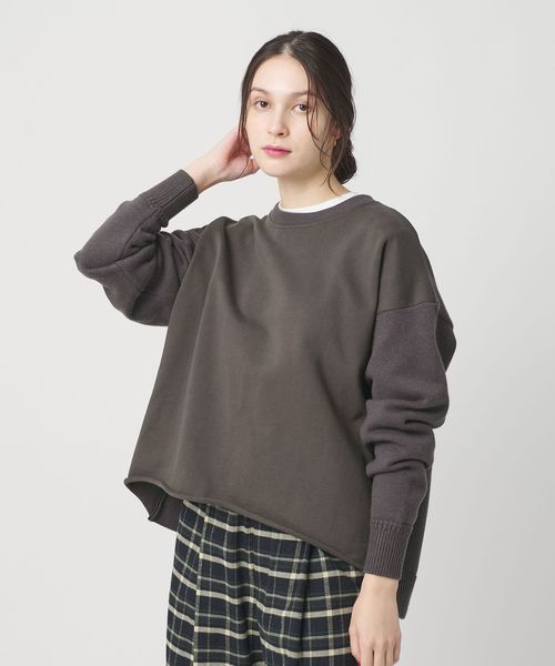 BEAUTY&YOUTH/【WEB限定】スウェット×ニット コンビプルオーバー ウォッシャブル/ニット / セーター