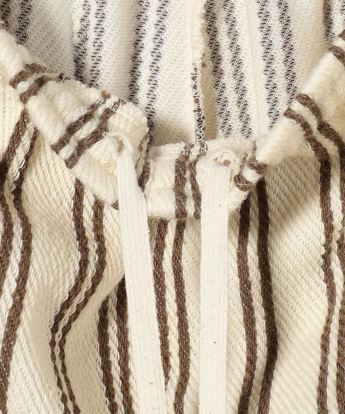 PHEENY ストライプ　エプロンパンツ Cotton inray stripe pants with apron-コットンインレイ