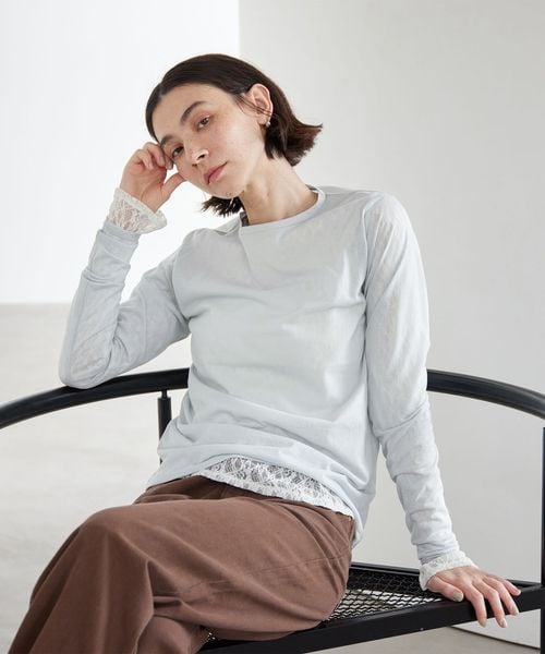 BEAUTY&YOUTH/コットンナイロン天竺 シアー クルーネック Tシャツ/Tシャツ / カットソー