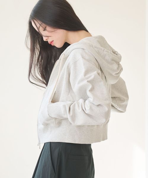 BEAUTY&YOUTH/コットン ショートフロントジップパーカー/スウェット / パーカー