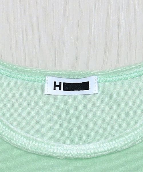 H＞ベロア シャーリングスリーブカットソー