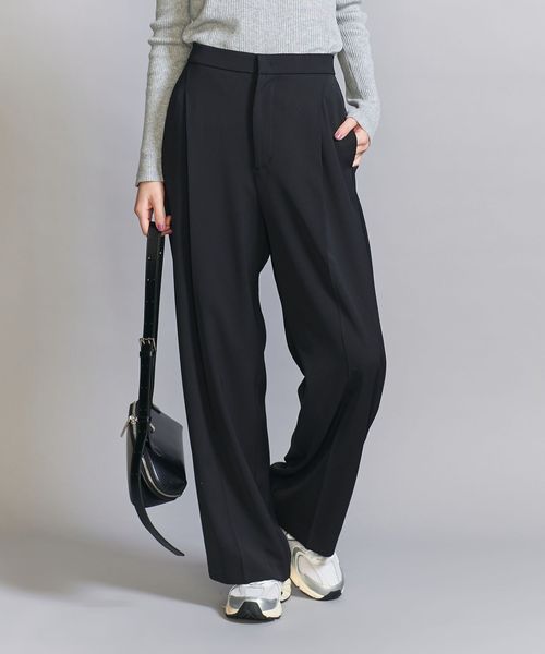 BEAUTY&YOUTH/【WEB限定 Wardrobe DAILY MINIMAL】ダブルクロス タックワイドストレートパンツ ―ウォッシャブル―/スラックス