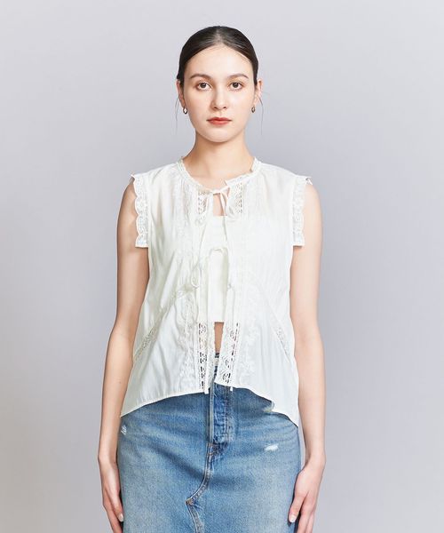 beauty&youth コットン エンブロイダリー ノースリーブトップス 美品 BEAUTY&YOUTH UNITED ARROWS｜コットン エンブロイダリー