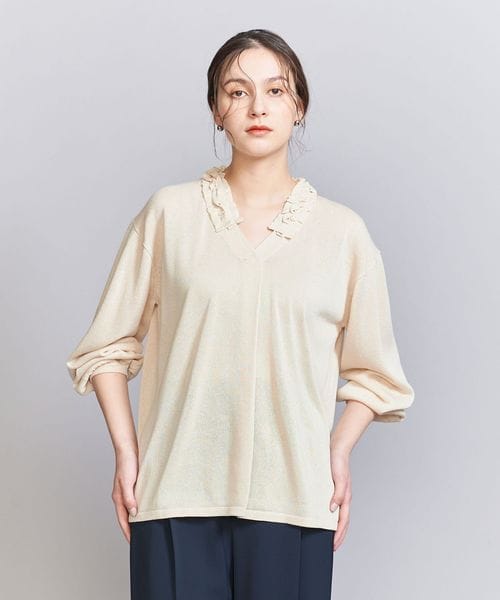 WEB限定】フリルネック ニットプルオーバー ―ウォッシャブル―