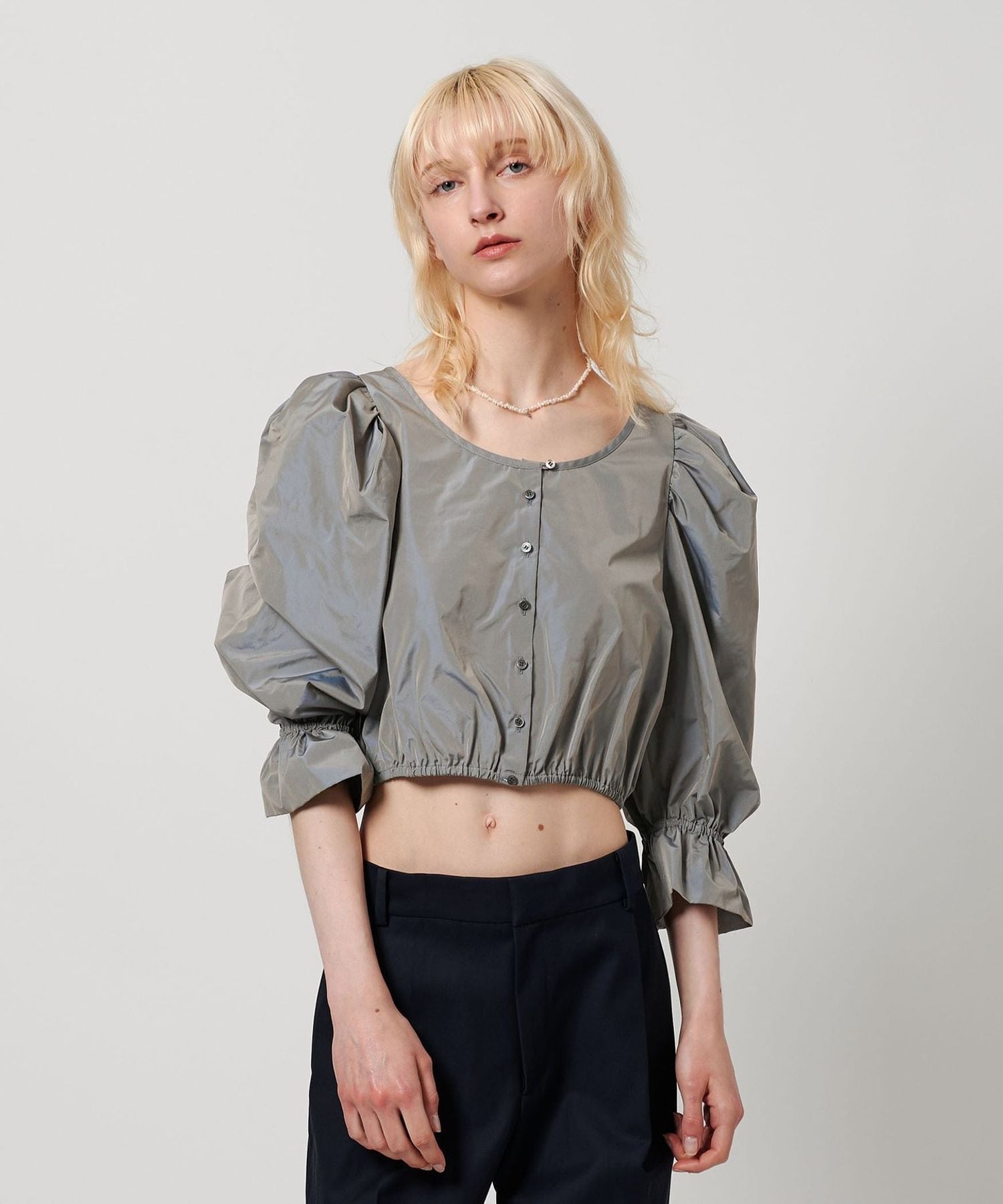 smy1201　UNITED ARROWS タフタボリュームギャザー セール】タフタ ボリュームギャザー ブラウス（シャツ/ブラウス