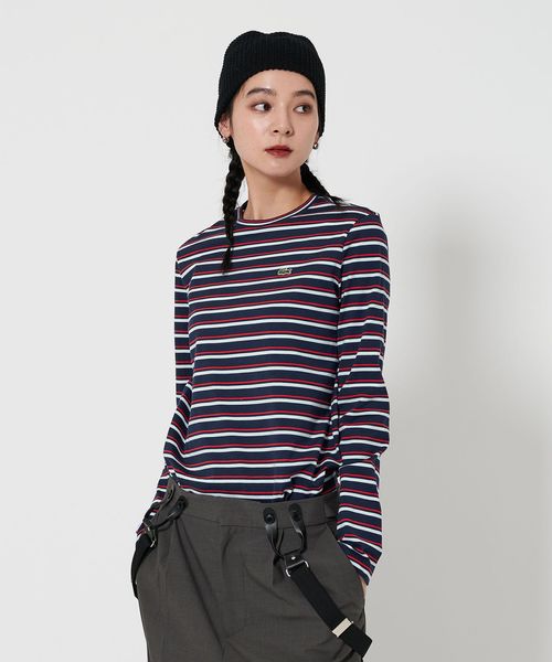 限定コラボ！UA×ラコステボーダー半袖ポロシャツS2/別注ユナイテッドアローズ UNITED ARROWS｜【別注】<LACOSTE> ボーダー スキッパー