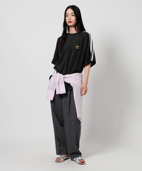 ✨超希少✨adidas ショートスリーブフーディ スリーストライプ セール】アディカラー スリーストライプス ショートパーカー