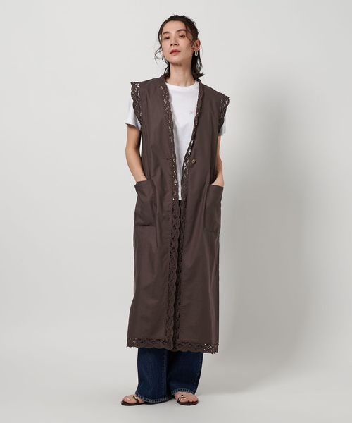 バテンレース ロング ジレ