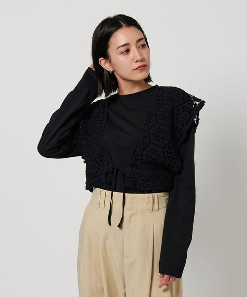 BEAUTY&YOUTH/レースベスト×ロングTシャツ レイヤードセット/Tシャツ / カットソー