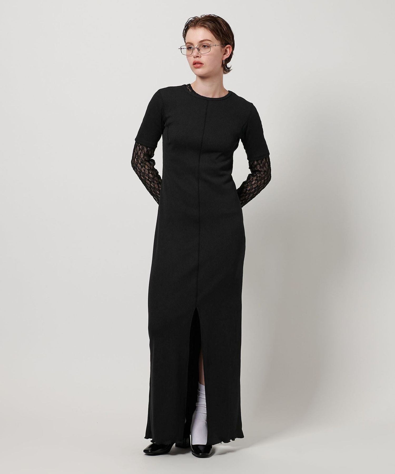 H BEAUTY&YOUTH リブ ロングドレス H＞リブ ロングドレス