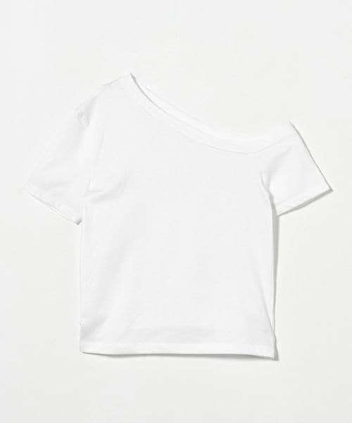 H beauty&youth コットンアシンメトリーTシャツ H＞コットン アシンメトリー Tシャツ