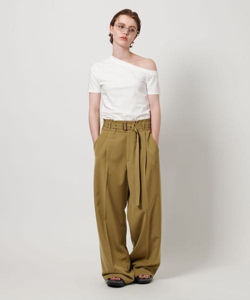H beauty&youth コットンアシンメトリーTシャツ H＞コットン アシンメトリー Tシャツ