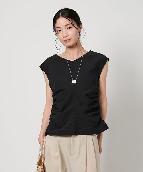 BEAUTY&YOUTH/サイドギャザー ノースリーブ プルオーバー ―吸水速乾―/Tシャツ / カットソー