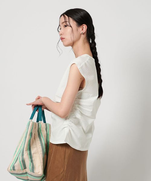 BEAUTY&YOUTH/サイドギャザー ノースリーブ プルオーバー ―吸水速乾―/Tシャツ / カットソー