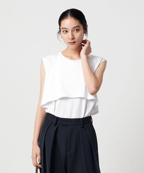 BEAUTY&YOUTH/【Wardrobe DAILY MINIMAL】フリルレイヤード ノースリーブカットソー 接触冷感 吸水速乾/Tシャツ / カットソー