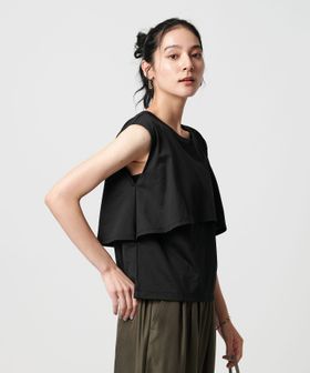 BEAUTY&YOUTH/【WEB限定 Wardrobe DAILY MINIMAL】フリルレイヤード ノースリーブカットソー 接触冷感 吸水速乾/Tシャツ / カットソー