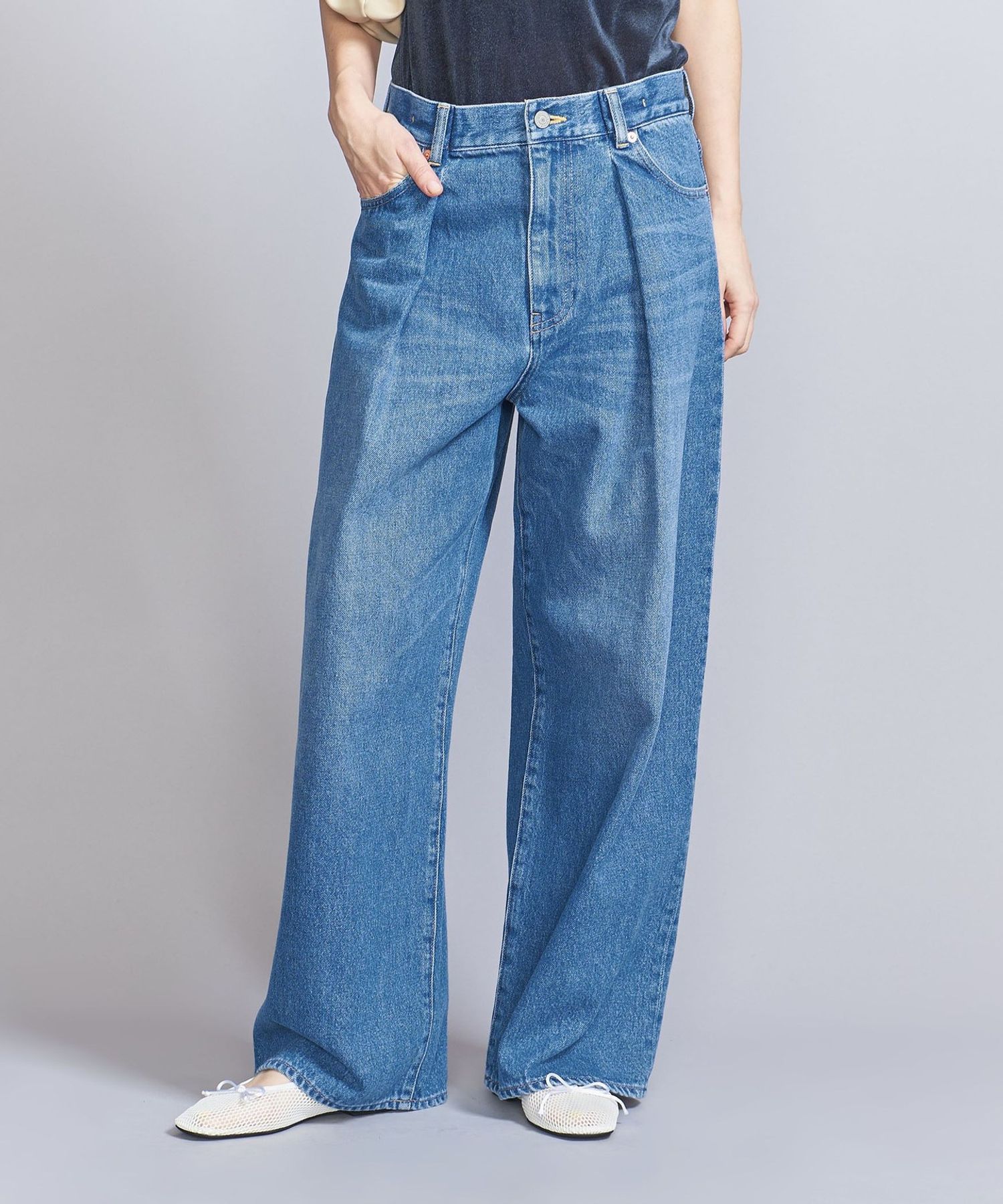 フロントタック デニムパンツ