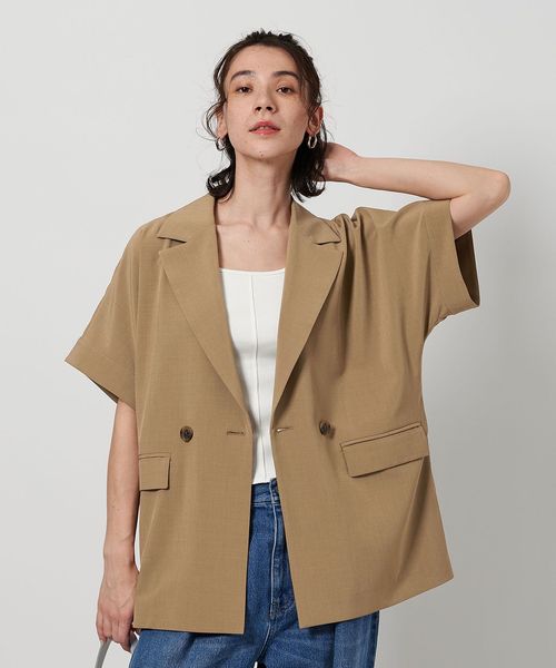 BEAUTY&YOUTH/【Wardrobe DAILY MINIMAL】ハーフスリーブ ドルマンジャケット ―ウォッシャブル―/テーラードジャケット