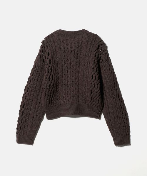 H B&Y UNITED ARROWS ケーブルニットカーディガン ブラック M H＞ケーブル カーディガン