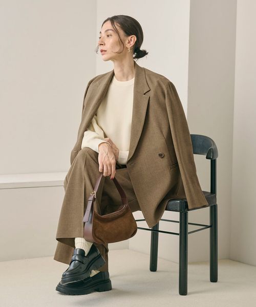 BEAUTY&YOUTH/【WEB限定 Wardrobe DAILY MINIMAL】ウールライク メランジダブルジャケット ウォッシャブル/テーラードジャケット