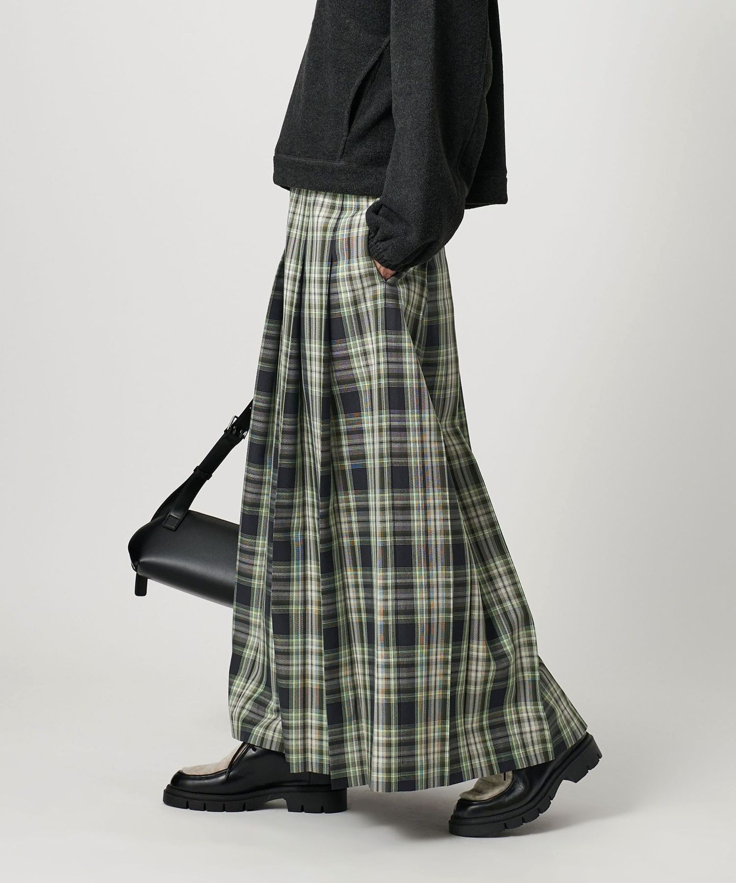 UNITED ARROWS チェック柄ロングスカート チェック プリーツロングスカート