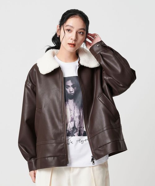 UNITED ARROWS　ビューティ&ユース　ラクーンファー　レザー　ブルゾン UNITED ARROWS ビューティ&ユース ラクーンファー レザー