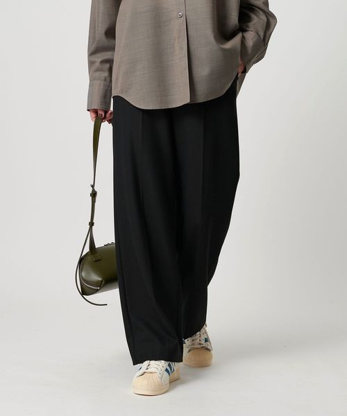 ◎美品◎B&U 裏起毛バックゴムストレートパンツ ‐ウォッシャブル- BEAUTY&YOUTH UNITED ARROWS（ビューティーアンドユース
